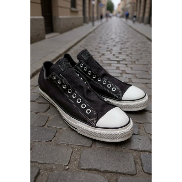 Converse Chuck Taylor Low Top Slip on Black Mens Size 13 Women’s 15 EUC - Picture 1 of 10